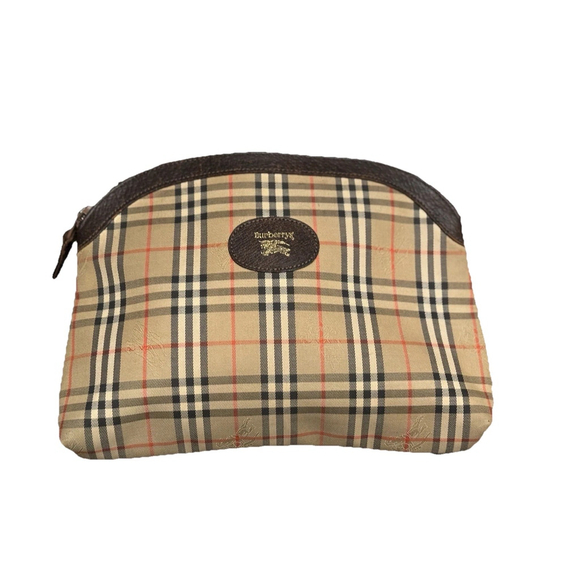 Burberry Handbags - BURBERRY’s Nova Check Beige Canvas Pouch Clutch Vintage